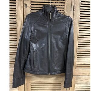 Calvin Klein Real Leather Moto Jacket Women Size S